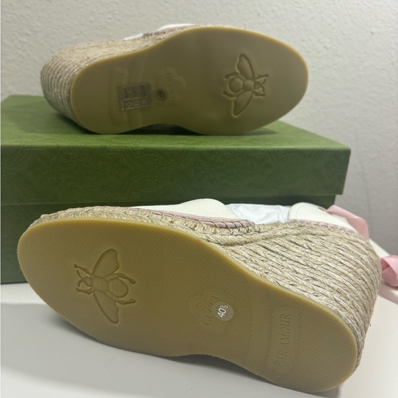 Gucci interlocking G espadrilles With Ribbon Tie platform Wedge - Picture 9 of 10